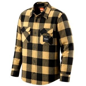 ThirtyTwo Rest Stop Shacket Men L Yellow Buffalo Plaid Snowboard Hiking LS